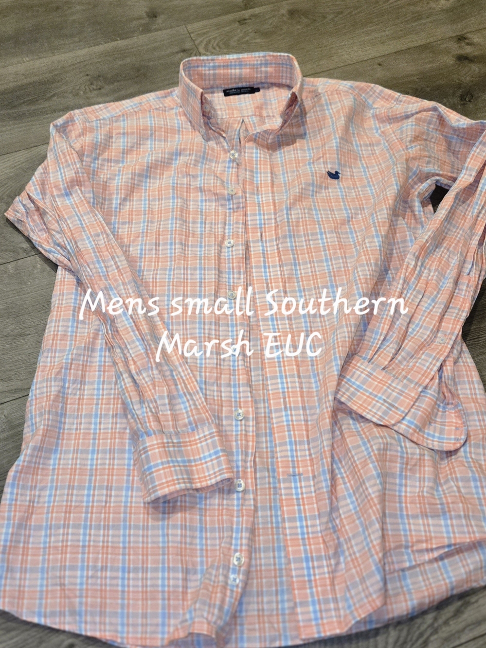 Southern Marsh Men’s Peach and Light Blue Plaid Button-Down Shirt